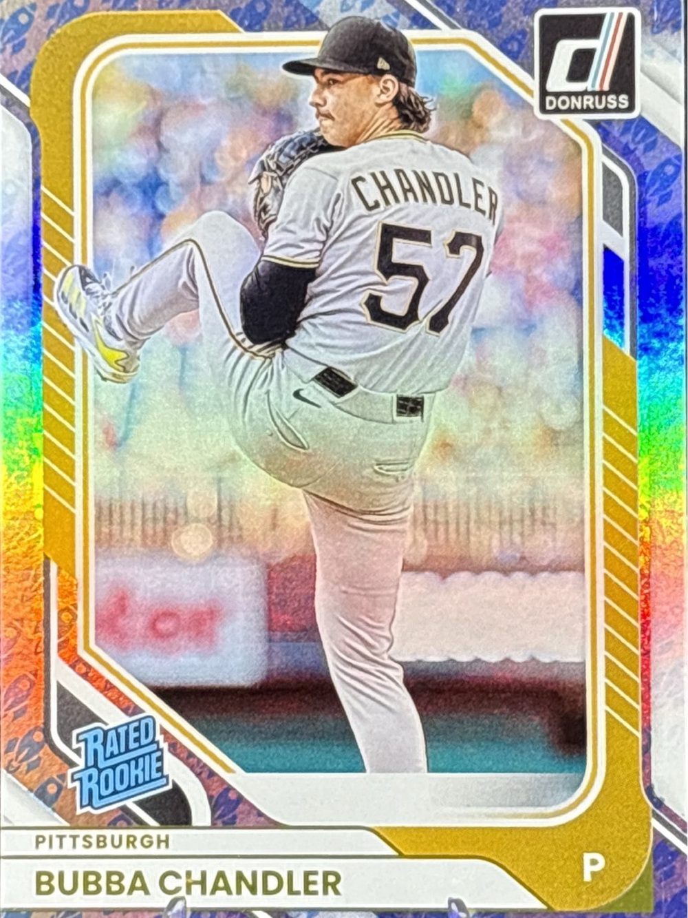 Panini Donruss Bubba Chandler Rookie Baseball Card Blue Holo Prizm